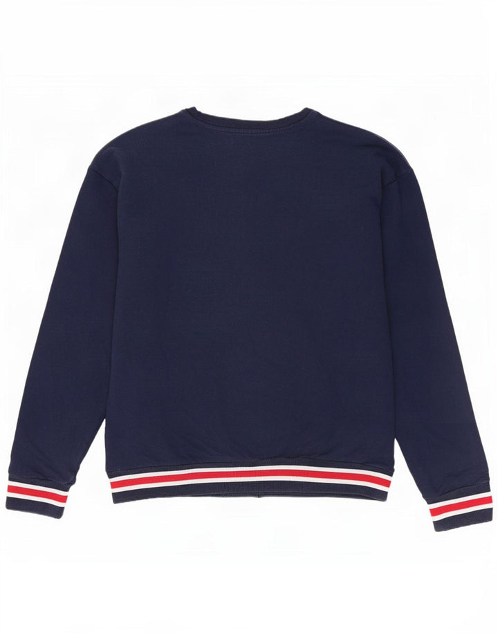 Fila moletom feminino jumper UK 14 médio algodão azul marinho