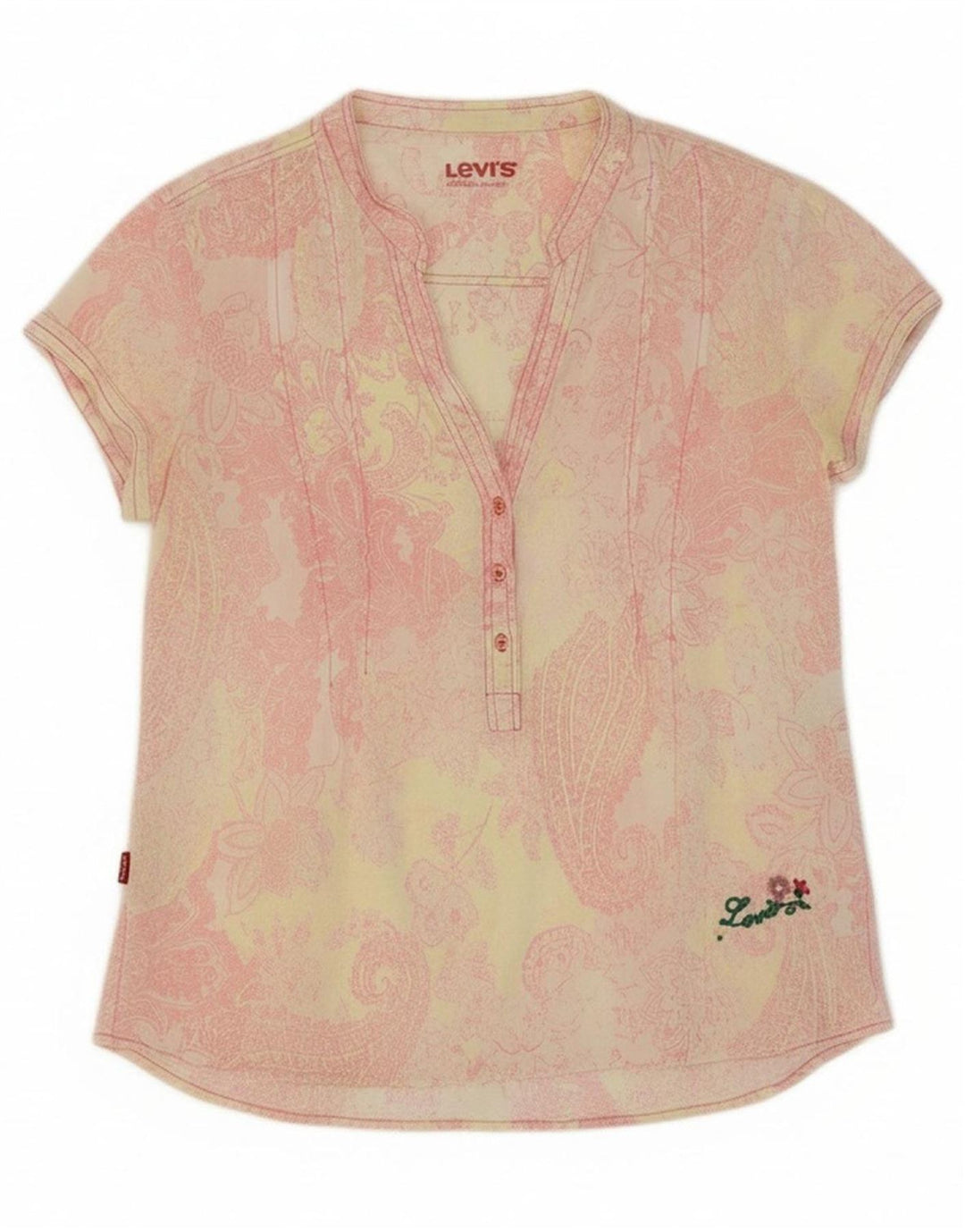 Blusa feminina LEVI'S UK 14 grande algodão paisley rosa
