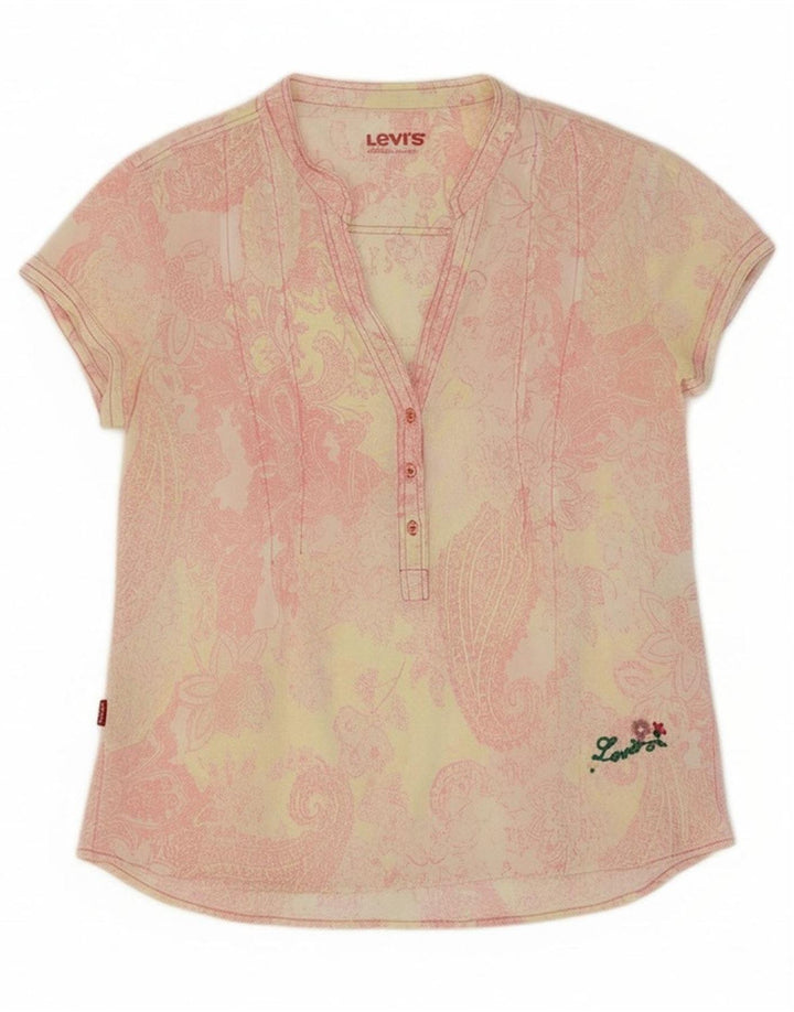 Blusa feminina LEVI'S UK 14 grande algodão paisley rosa
