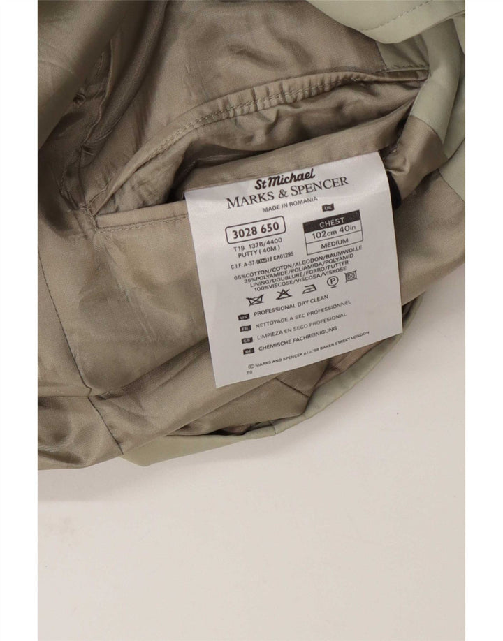Jaqueta blazer masculina de 3 botões Marks & Spencer Reino Unido 40 algodão bege médio