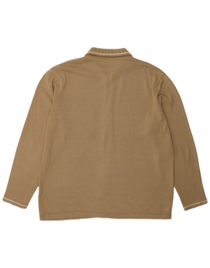 Suéter cardigã masculino Lacoste tamanho 8 3XL algodão bege