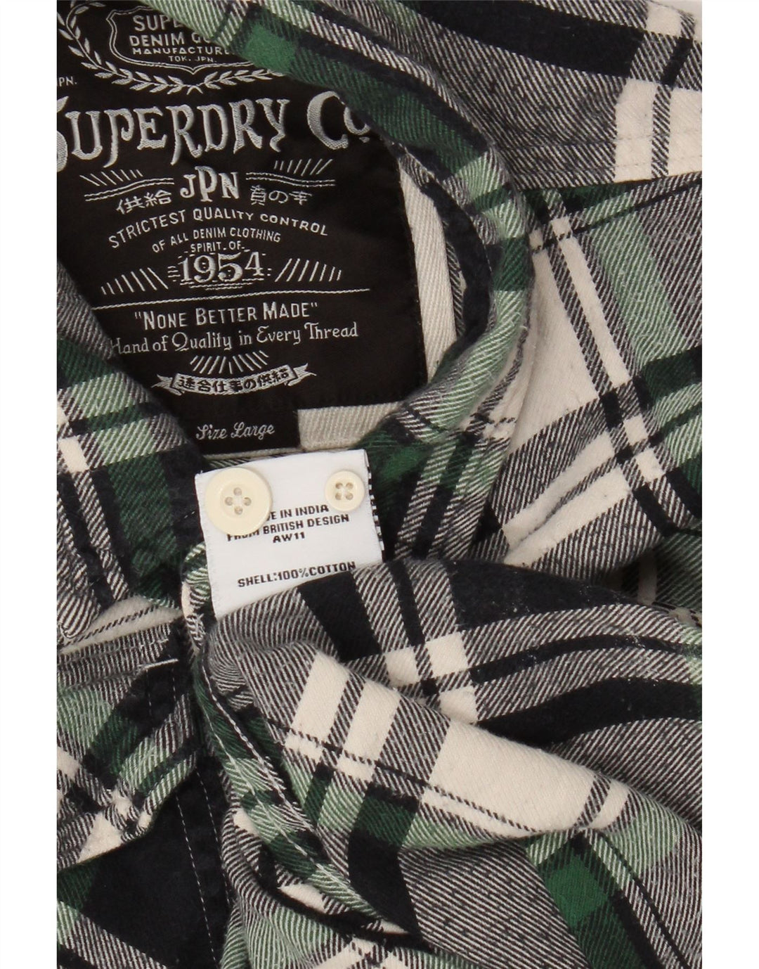 Camisa masculina de flanela Superdry grande algodão xadrez azul marinho