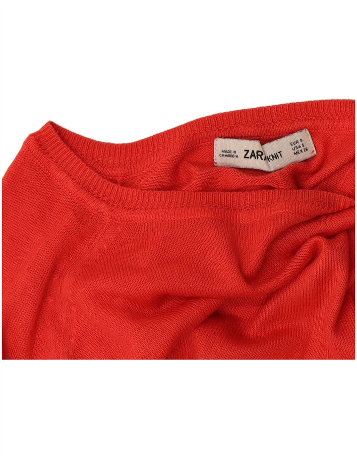 Zara Suéter feminino oversized com gola canoa Reino Unido 10 pequeno laranja