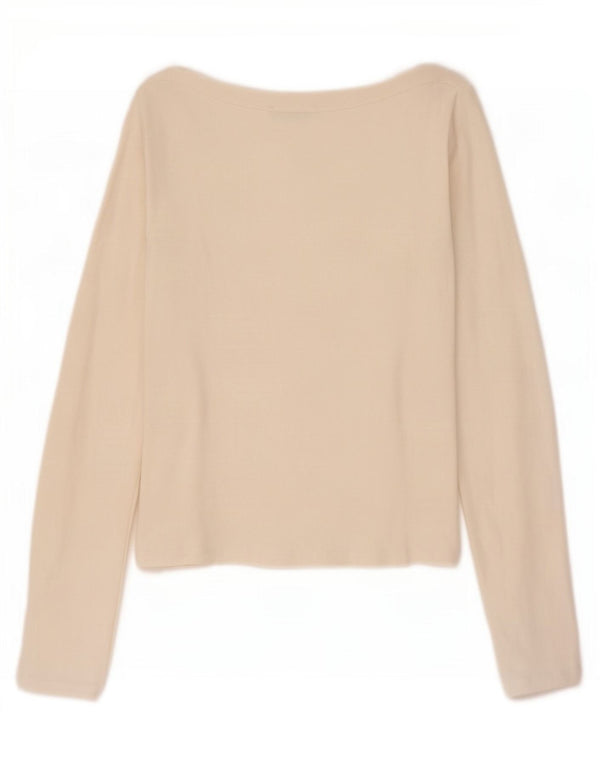 Zara Womens Crop Top Manga Longa Reino Unido 14 Grande Branco