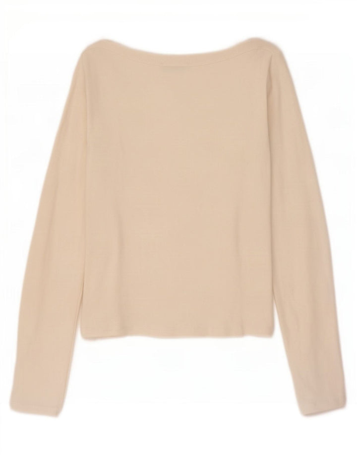 Zara Womens Crop Top Manga Longa Reino Unido 14 Grande Branco