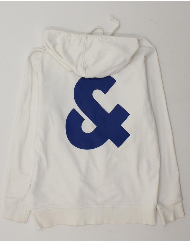JACK & JONES Mens Graphic Hoodie Jumper Large White Cotton Vintage Jack & Jones and Second-Hand Jack & Jones from Messina Hembry 