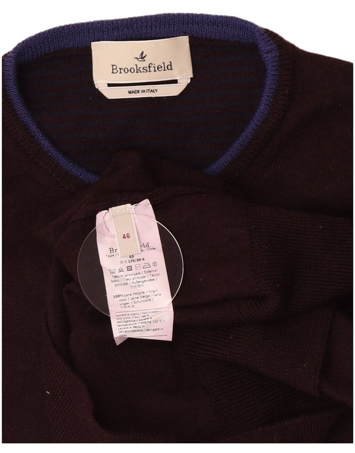 Suéter masculino Brooksfield com gola redonda IT 46 lã virgem marrom pequena
