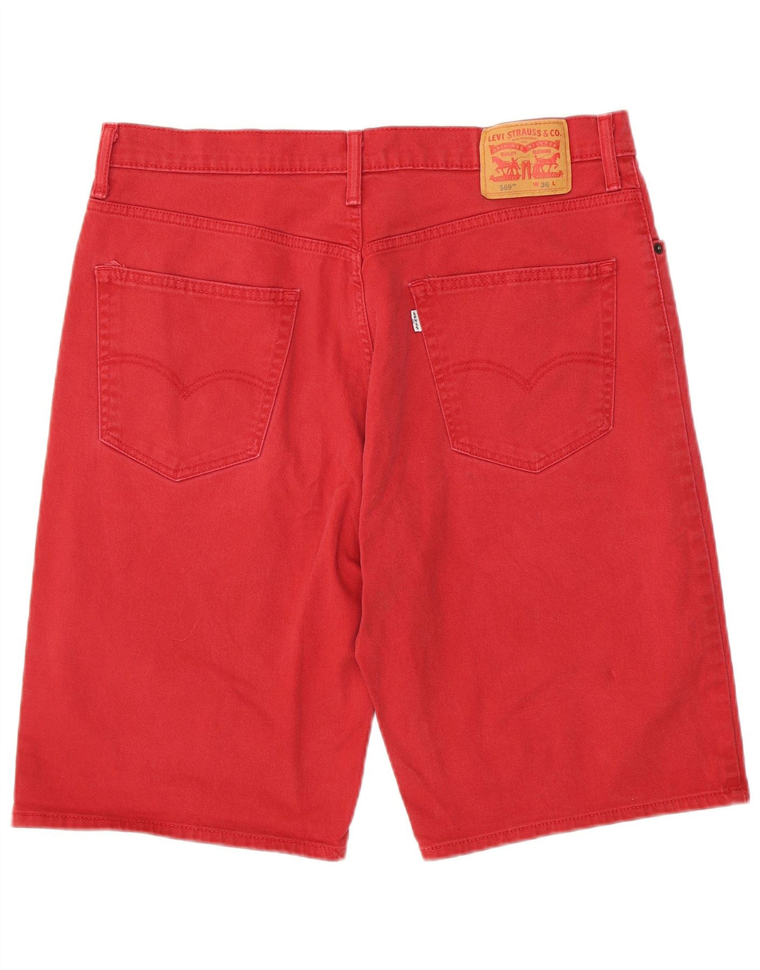 LEVI'S Masculino 569 Shorts Jeans W36 Grande Algodão Vermelho