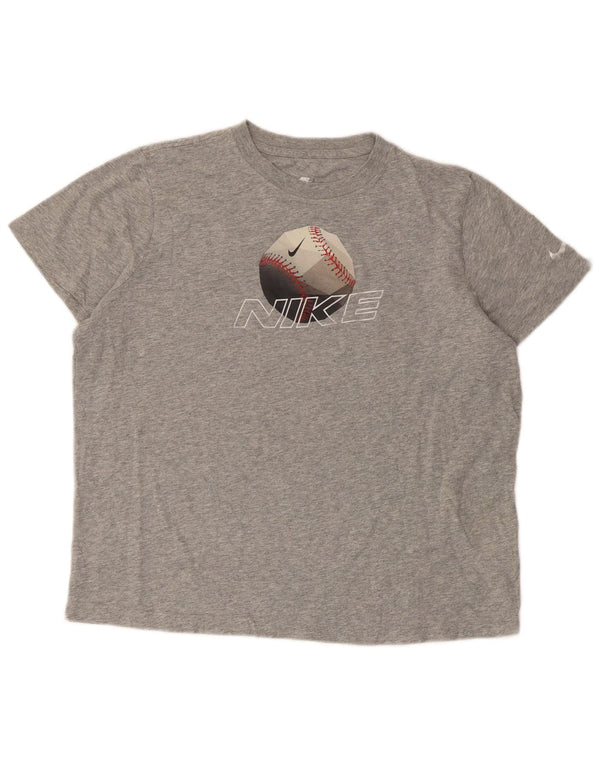 Camiseta Nike feminina gráfica Top UK 16 grande algodão cinza