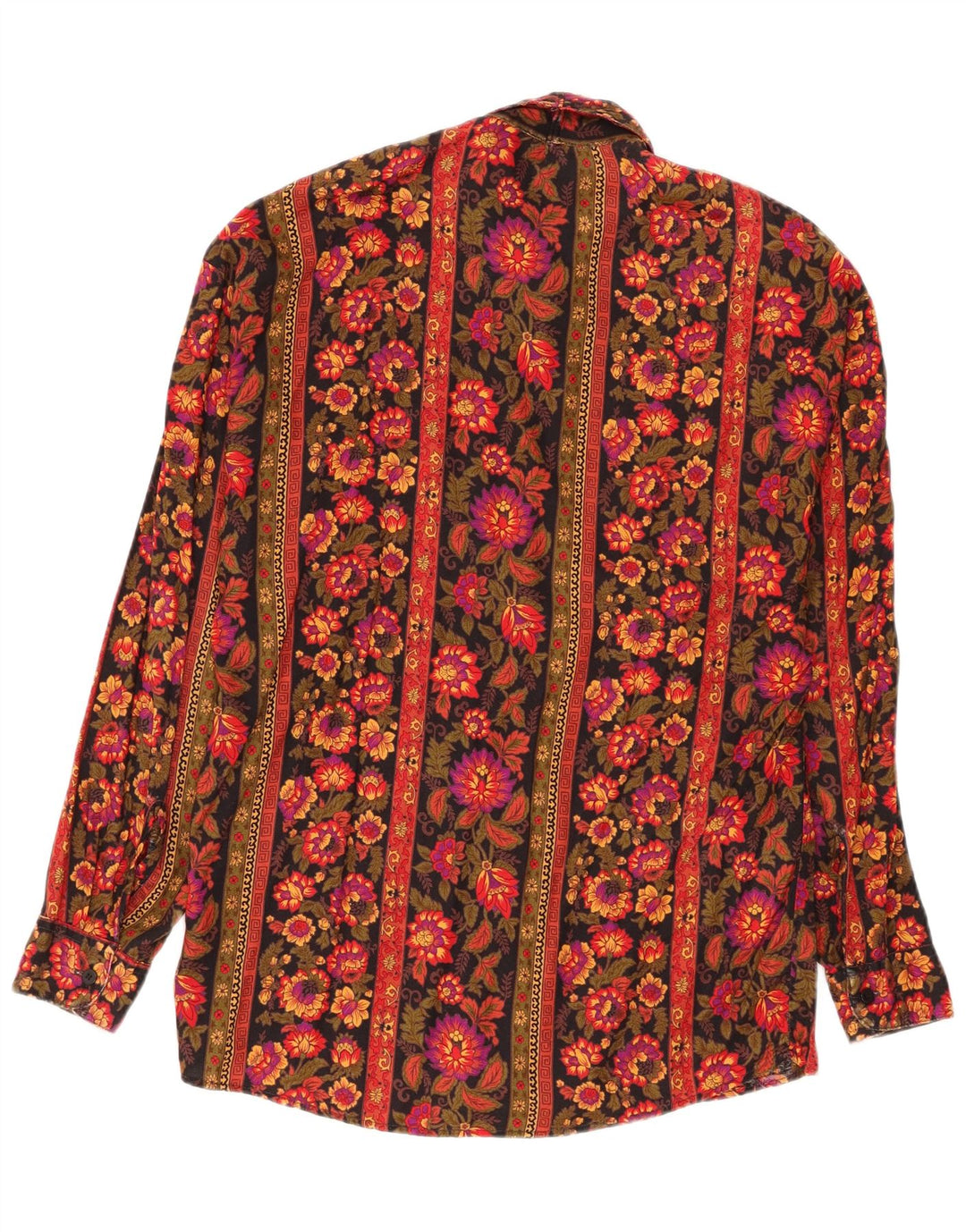 Camisa feminina vintage UK 14 média floral multicolorida
