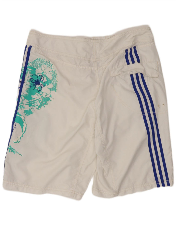 Shorts de natação masculinos Adidas Graphic médio branco floral poliéster