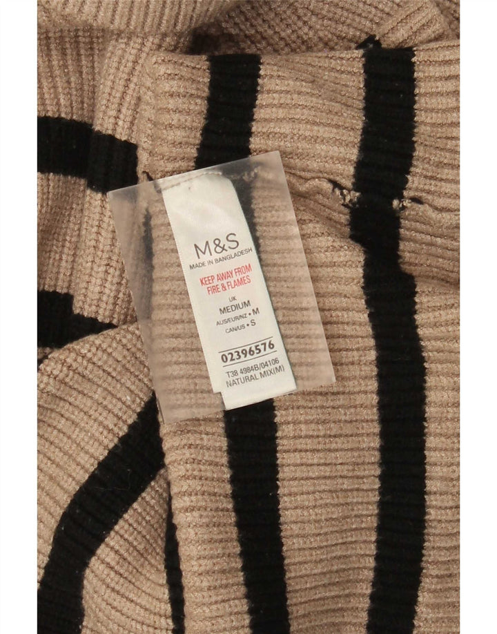 Suéter feminino Marks & Spencer com gola redonda e listrado bege médio Reino Unido 12