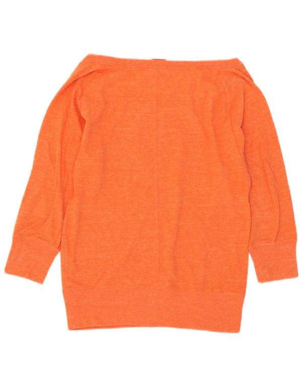 Moletom feminino Nike gráfico manga 3/4 jumper UK 6 XS laranja manchado