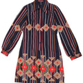 Vestido feminino pulôver vintage UK 12 listrado azul marinho médio
