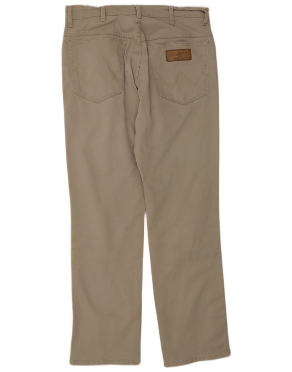 Calça Wrangler masculina Texas Stretch Straight Casual W32 L30 Algodão Bege