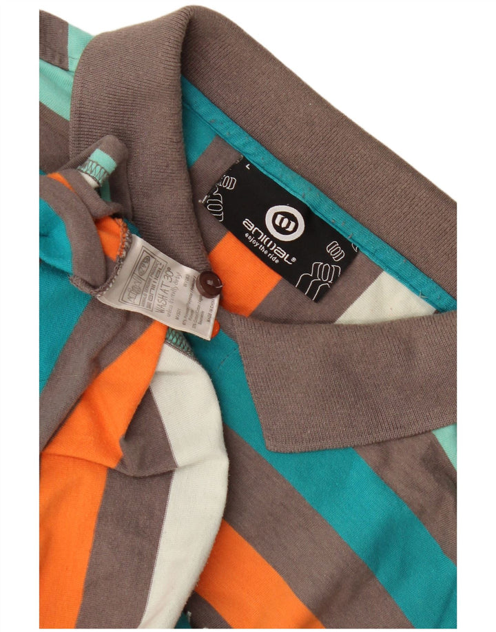 Camisa polo masculina animal grande poliéster listrado multicolorido