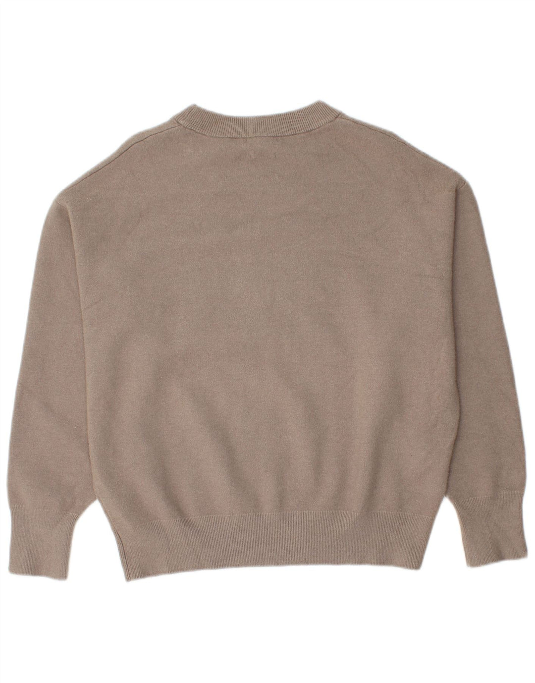 Suéter feminino Massimo Dutti com gola redonda e gola redonda Reino Unido 14 médio bege