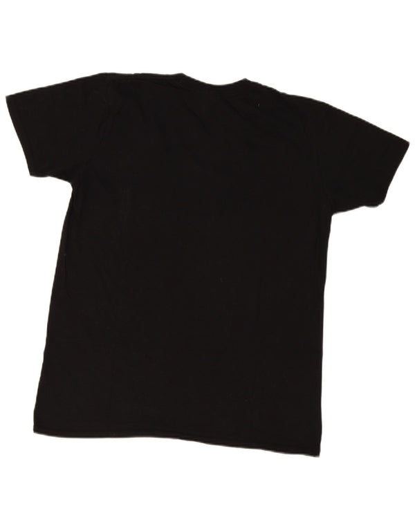 Camiseta masculina vintage com estampa regular, algodão preto médio