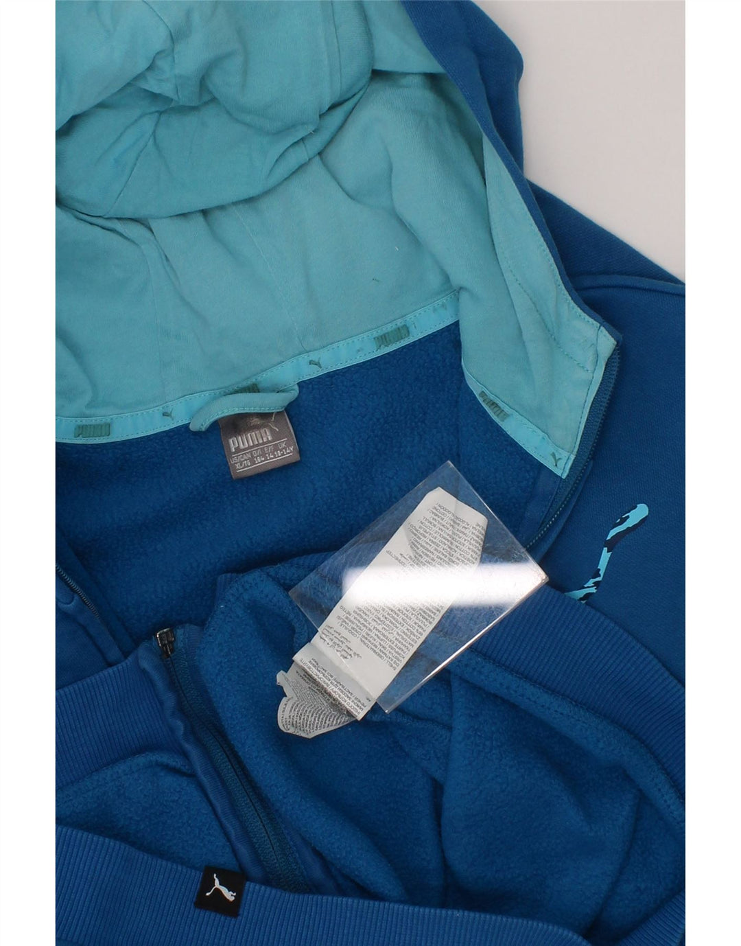 PUMA Boys Graphic Zip Hoodie Sweater 13-14 Years Blue Cotton Vintage Puma and Second-Hand Puma from Messina Hembry 