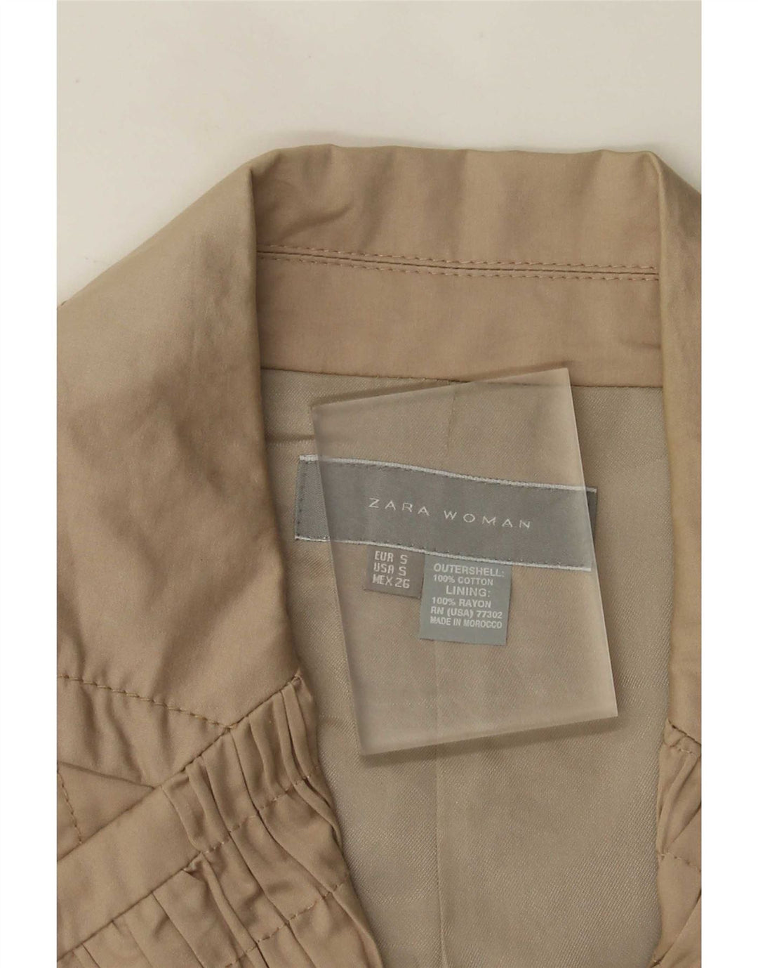 Jaqueta Zara Womens Open Blazer Reino Unido 8 Pequeno Algodão Bege