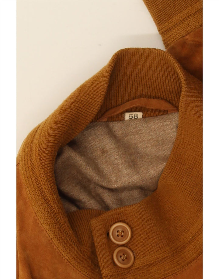 Jaqueta bomber masculina vintage de camurça UK 40 grande marrom