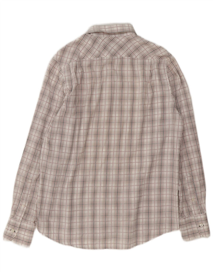 Camisa masculina Ben Sherman de algodão xadrez branco médio