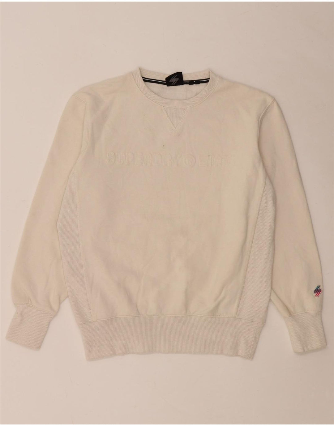 Superdry moletom gráfico masculino jumper médio algodão branco