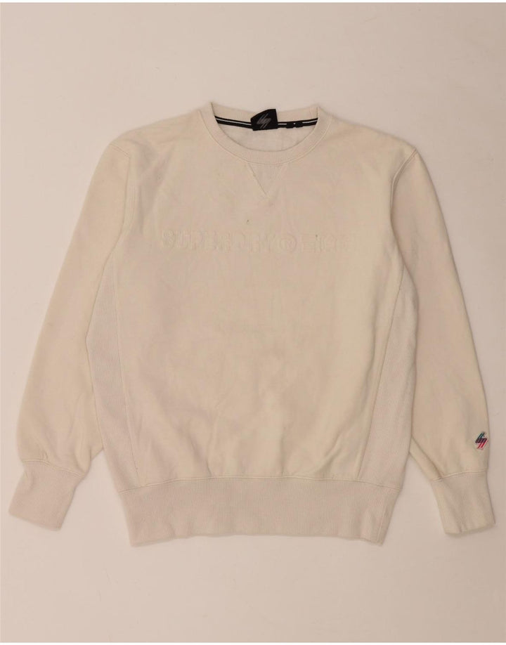 Superdry moletom gráfico masculino jumper médio algodão branco