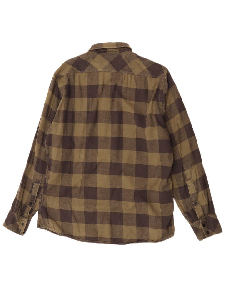 Camisa masculina de flanela de ajuste regular Hugo Boss grande algodão cáqui guingão