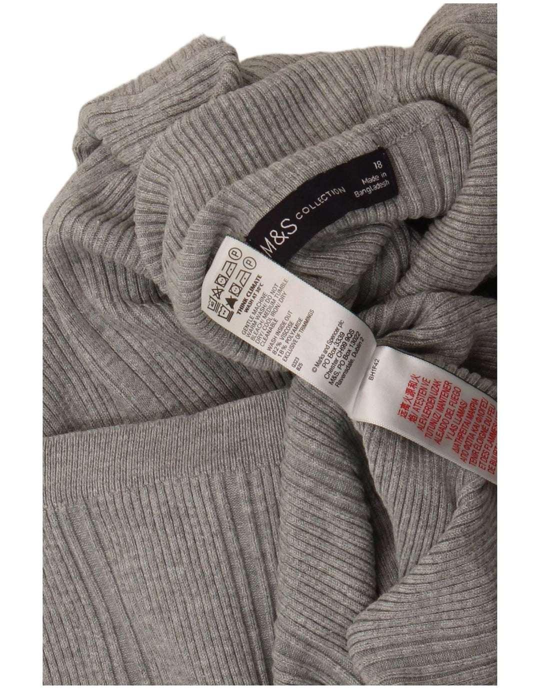 Suéter feminino Marks & Spencer com gola redonda Reino Unido 18 XL Viscose cinza