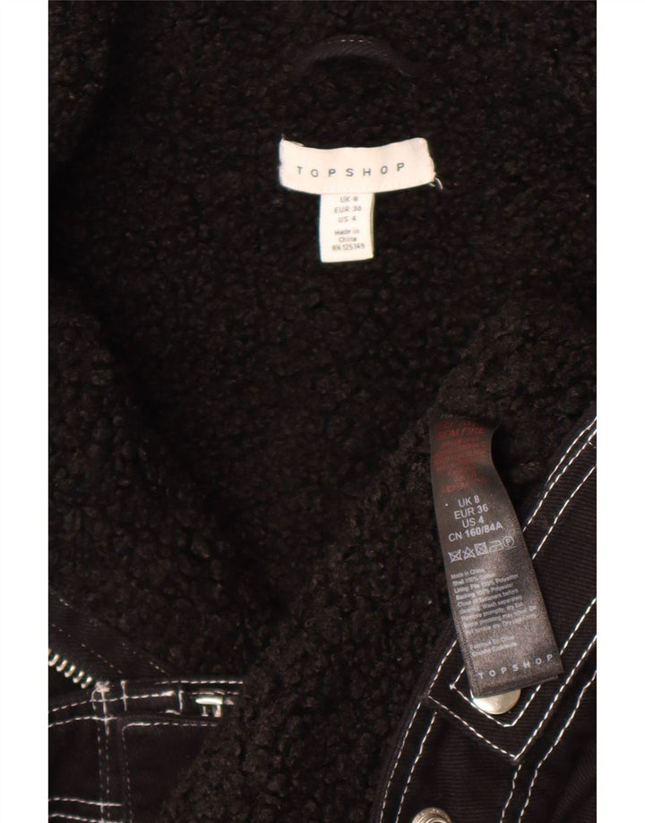 Jaqueta Sherpa feminina superdimensionada da Topshop Reino Unido 8 algodão preto pequeno