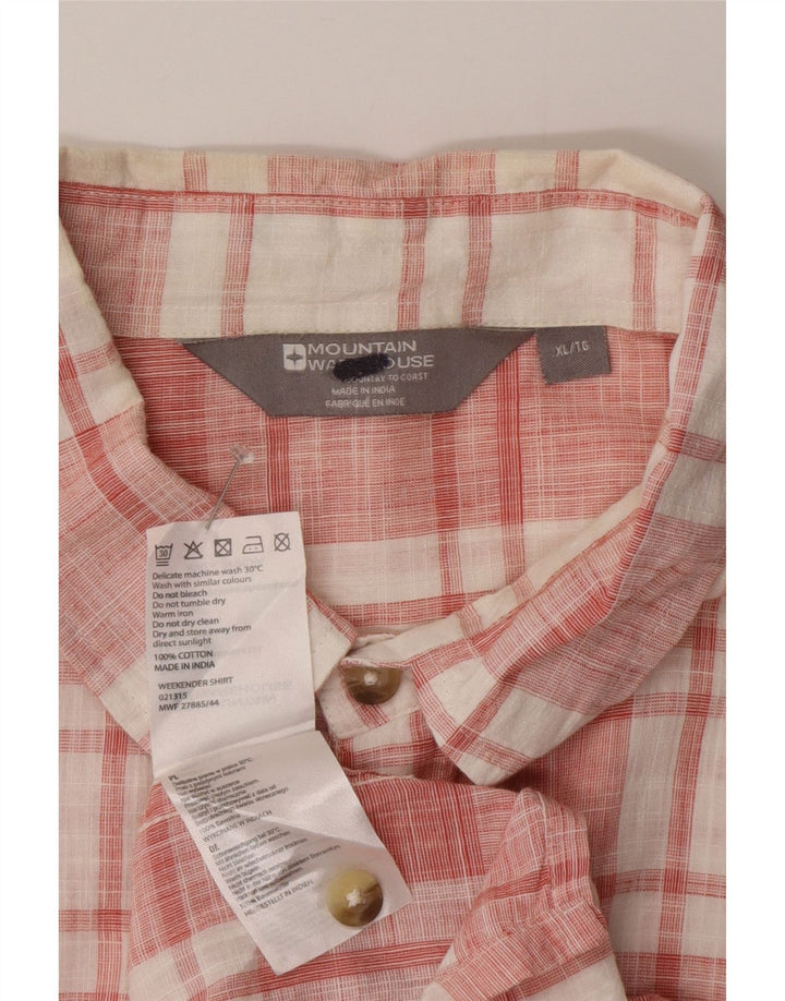 Camisa masculina de manga curta Mountain Warehouse XL rosa algodão xadrez