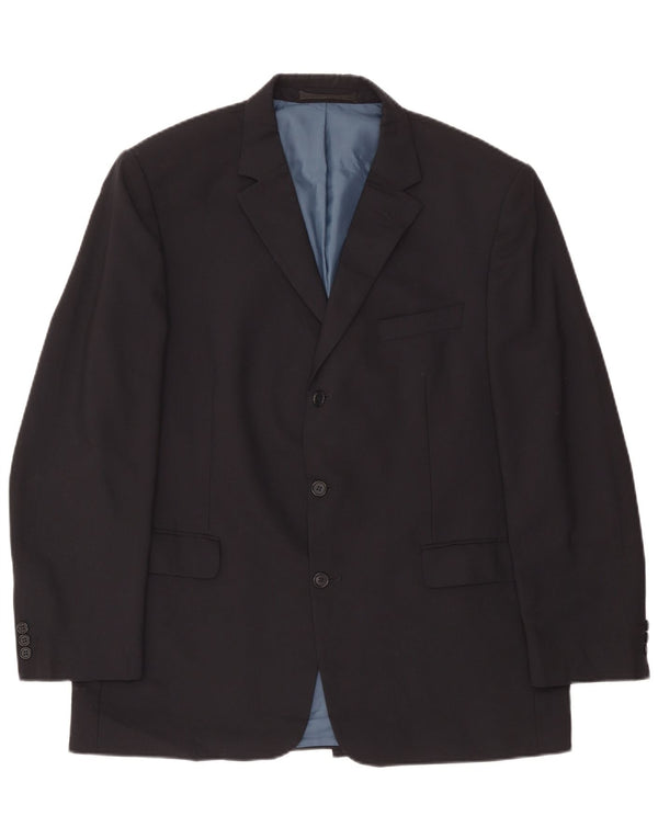 Jaqueta blazer masculina de 3 botões Marks & Spencer Reino Unido 44 XL azul marinho poliéster