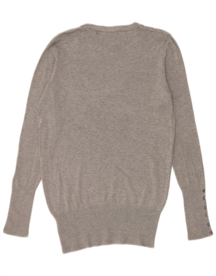 Suéter feminino Zara com decote em V Reino Unido 16 grande rayon cinza