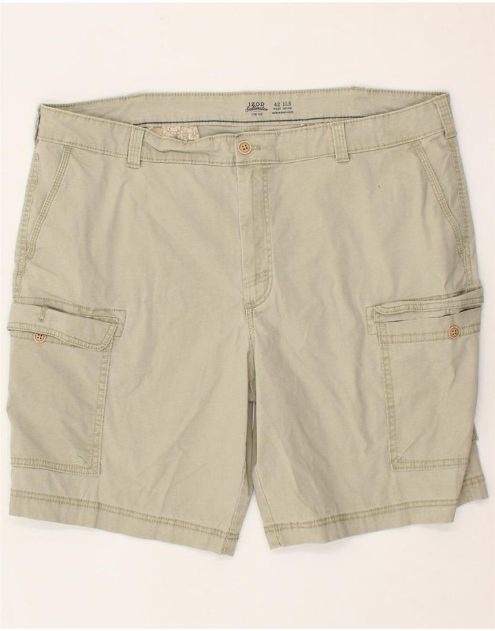 IZOD Mens Salt Water Cargo Shorts W42 2XL Khaki Cotton Vintage Izod and Second-Hand Izod from Messina Hembry 