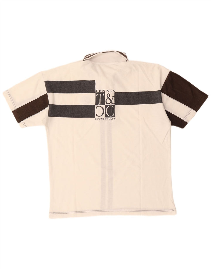 Camisa polo masculina gráfica LOTTO médio branco colorblock