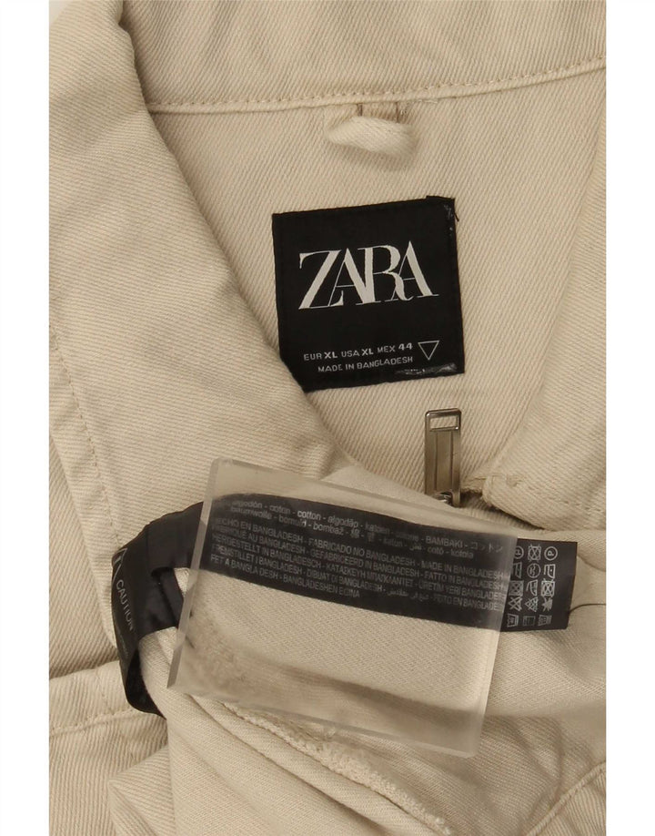 Jaqueta utilitária masculina Zara UK 42 XL algodão bege