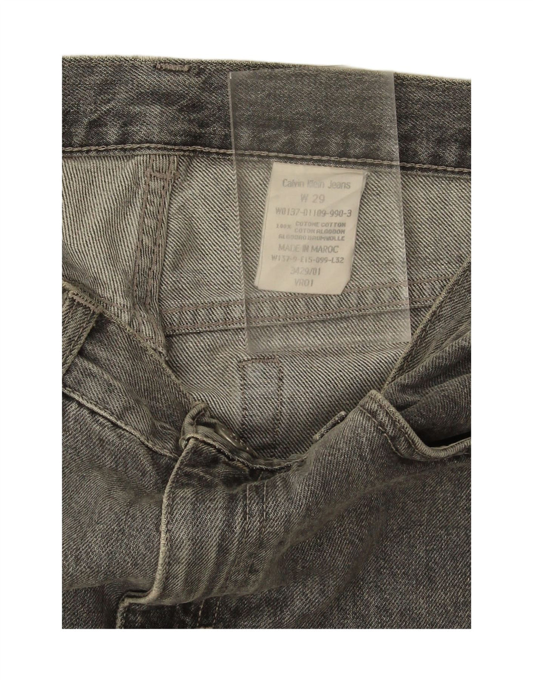 Calça jeans reta feminina CALVIN KLEIN W29 L31 algodão cinza