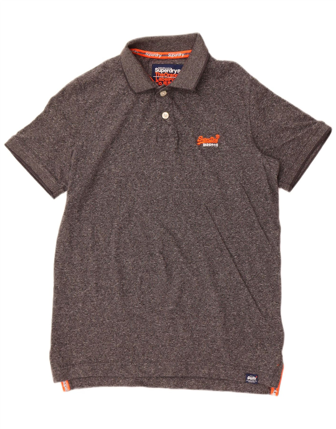 Camisa polo masculina Superdry pequena algodão manchado cinza