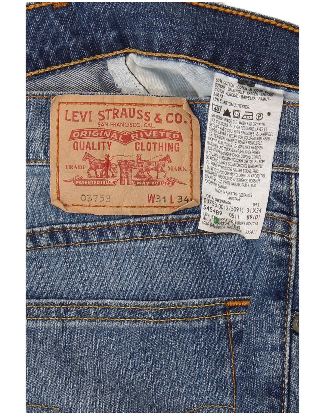 Jeans retos masculinos LEVI'S W31 L34 algodão azul
