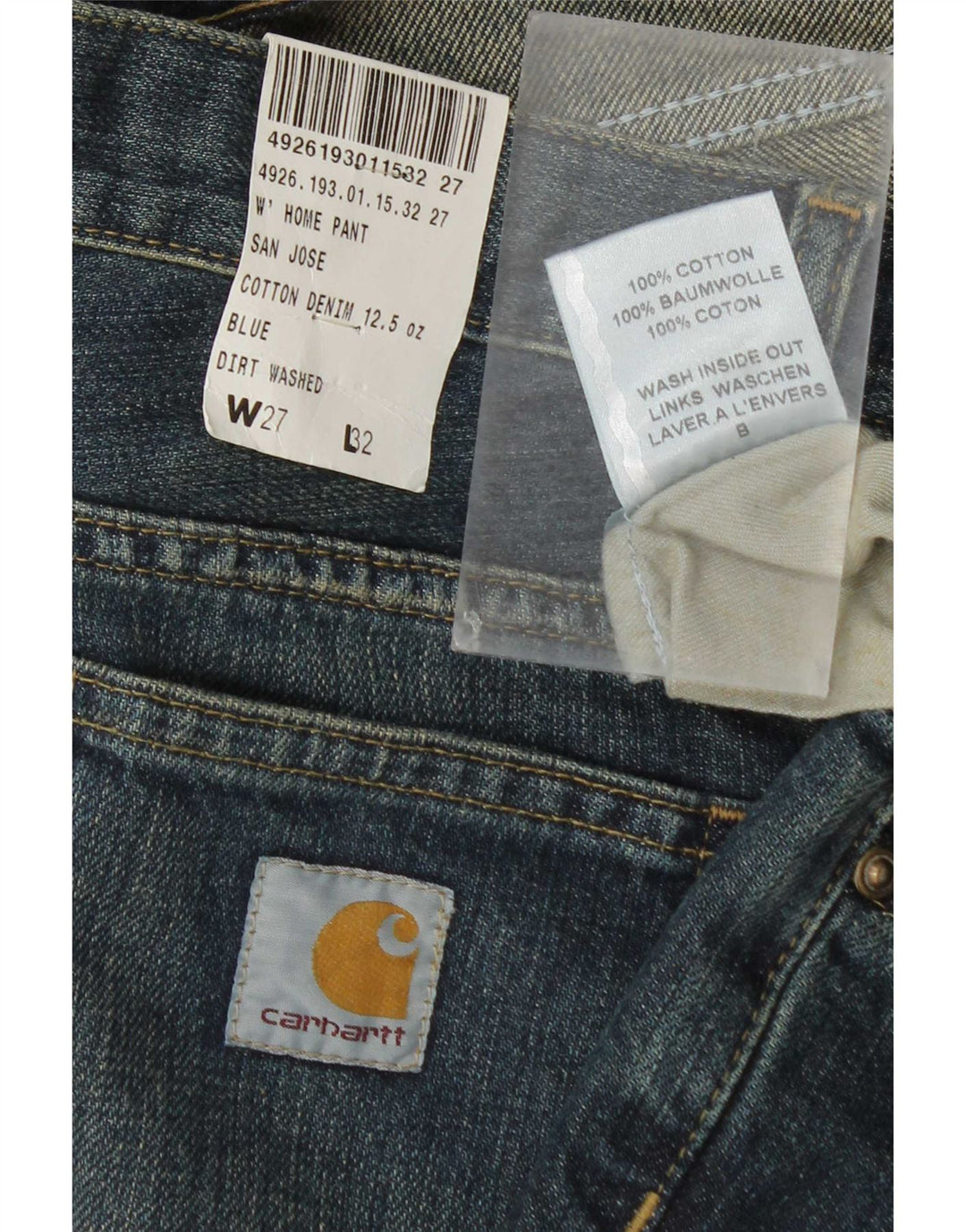 Carhartt feminino bootcut jeans W27 L32 algodão azul