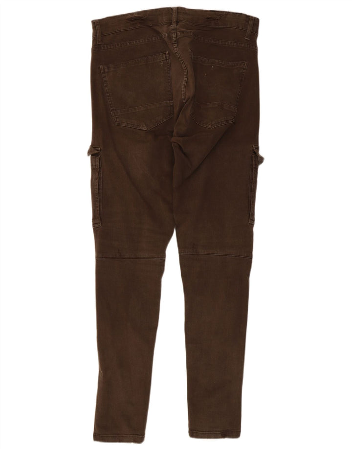 Zara Mens Slim Cargo Calças EU 44 Grande W34 L29 Caqui