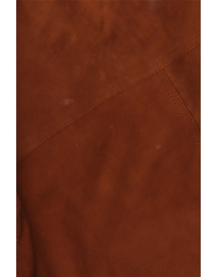 Jaqueta bomber masculina vintage de camurça Reino Unido 42 XL couro marrom