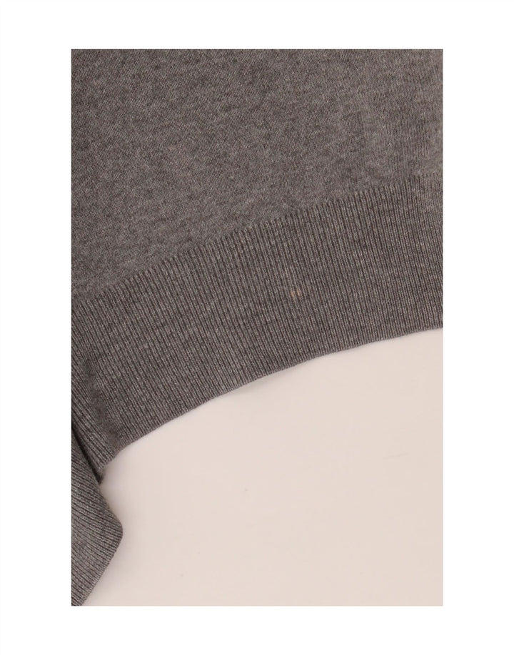 Suéter masculino POLO RALPH LAUREN com decote em V de algodão cinza médio