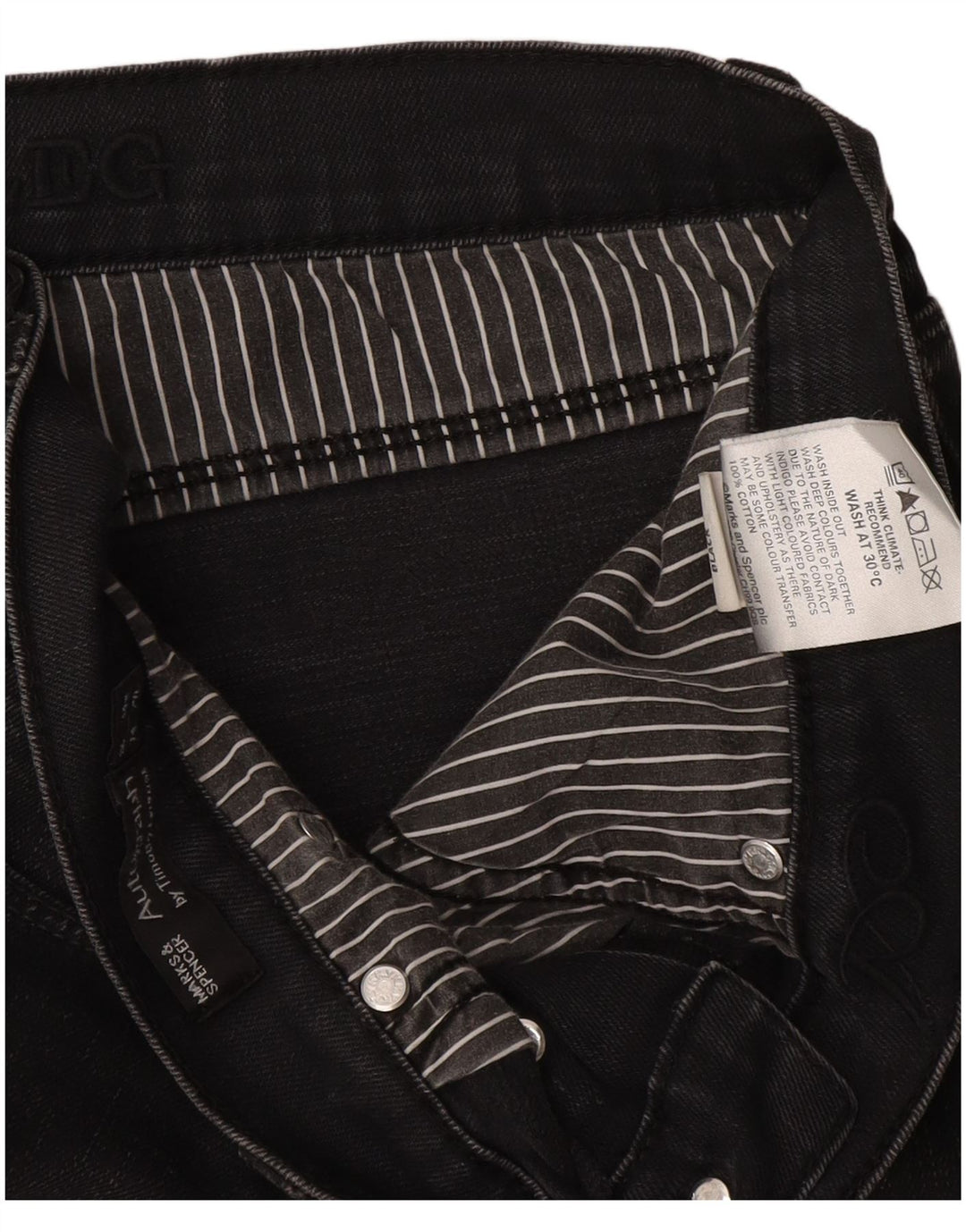 Marks & Spencer Masculino Autograph Straight Jeans W34 L29 Algodão Preto