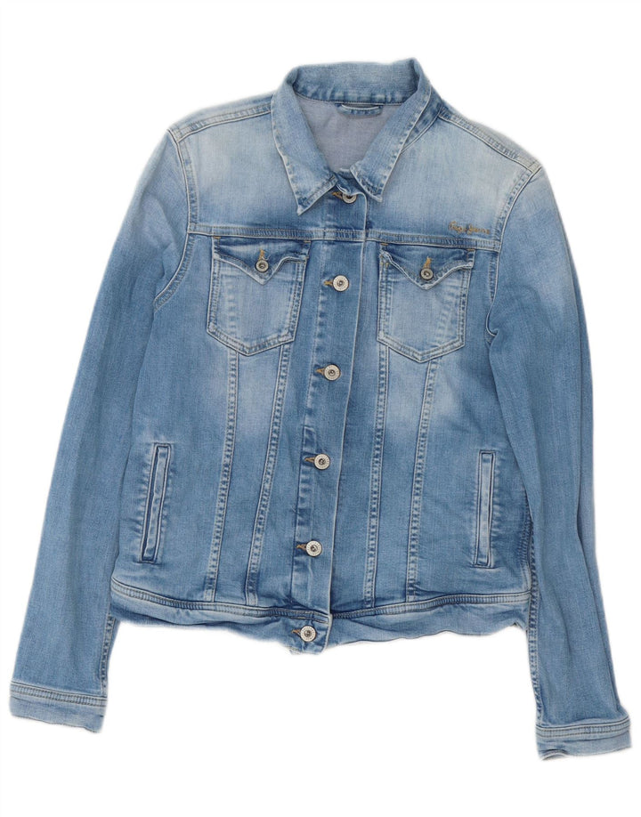 Jaqueta jeans feminina PEPE Jeans UK 14 grande algodão azul