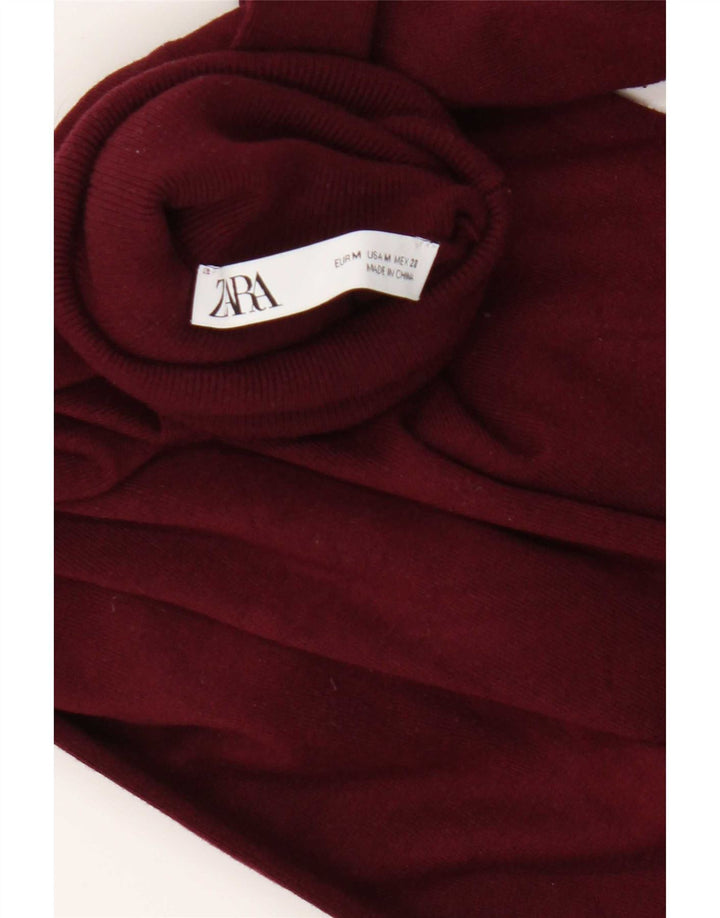 Zara Suéter feminino com gola redonda e gola redonda, Reino Unido 12 Médio Borgonha