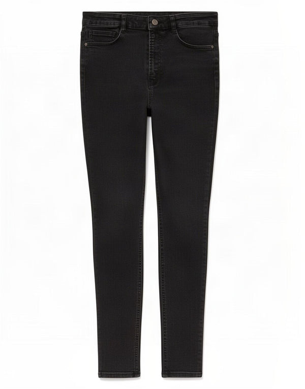 Zara Jeans skinny feminino de cintura alta EU 40 médio W30 L26 algodão preto