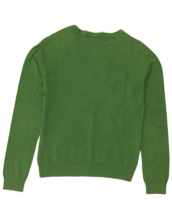 Suéter feminino Zara com decote em V Reino Unido 14 grande algodão verde