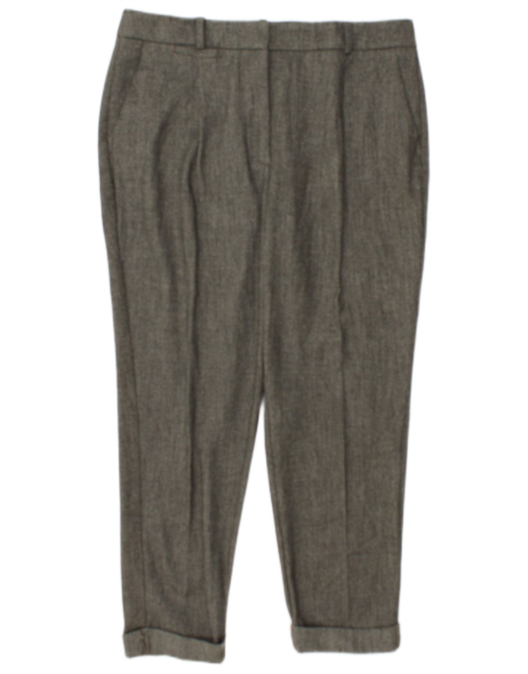 Zara Calça feminina cropped média W28 L24 cáqui poliéster